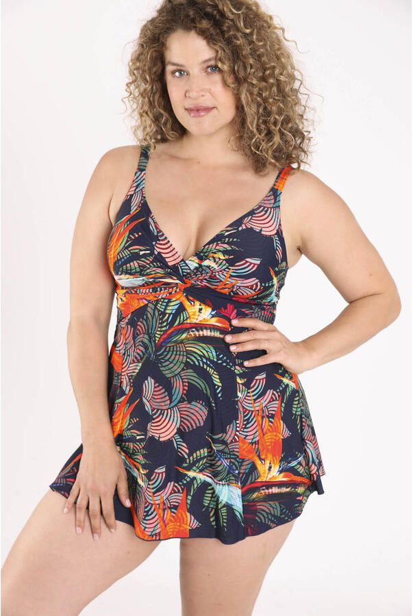 Paprika corrigerend badpak met voorgevormde cups Plus Size donkerblauw meerkleurig - Foto 2