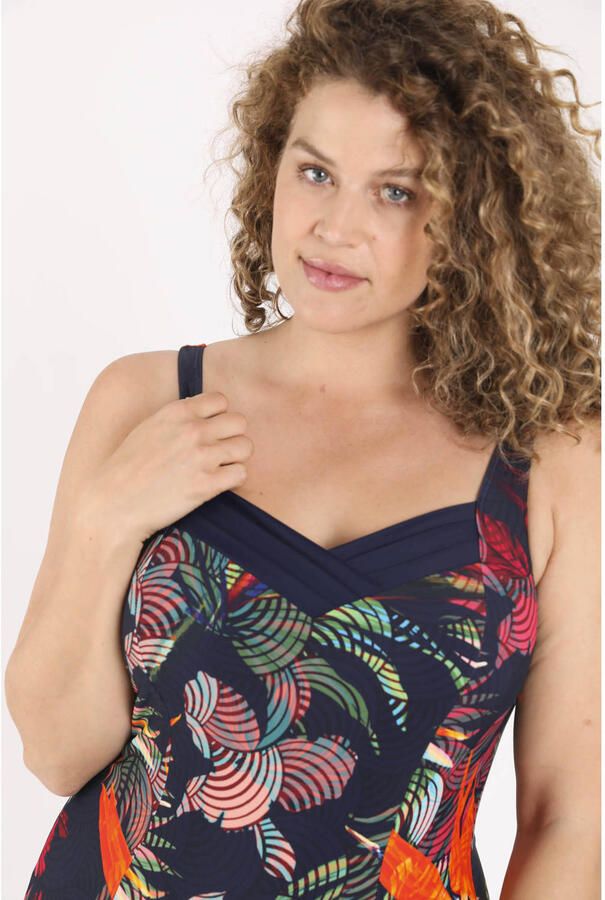 Paprika corrigerend badpak Plus Size met voorgevormde cups donkerblauw meerkleurig - Foto 2
