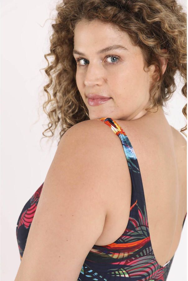 Paprika corrigerend badpak Plus Size met voorgevormde cups donkerblauw meerkleurig - Foto 3