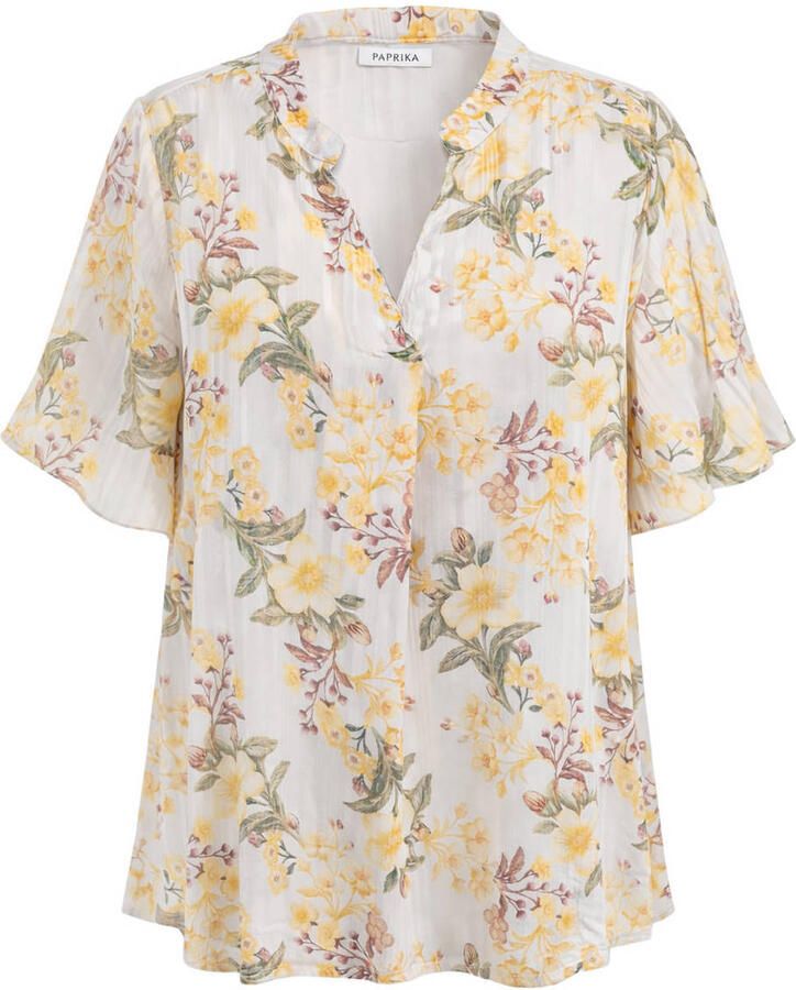 Paprika gebloemde blouse geel
