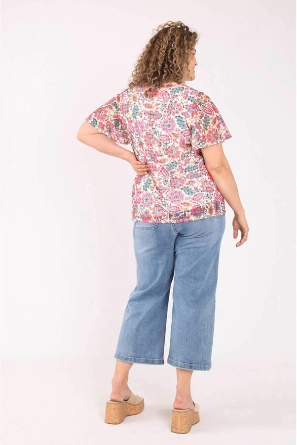 Paprika gebloemde broderie top Plus Size meerkleurig - Foto 3