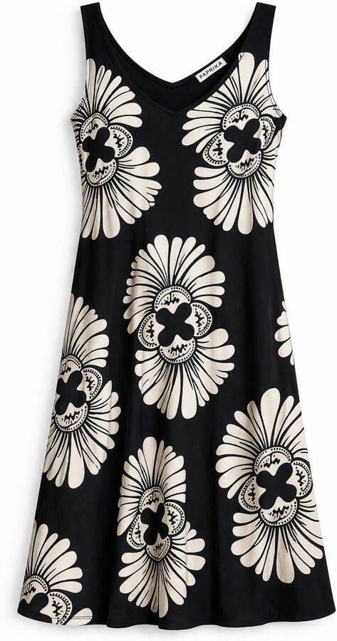 Paprika gebloemde mini jurk Plus Size zwart