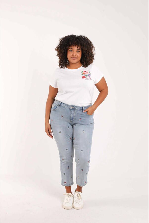 Paprika gebloemde slim fit jeans medium blue denim - Foto 3