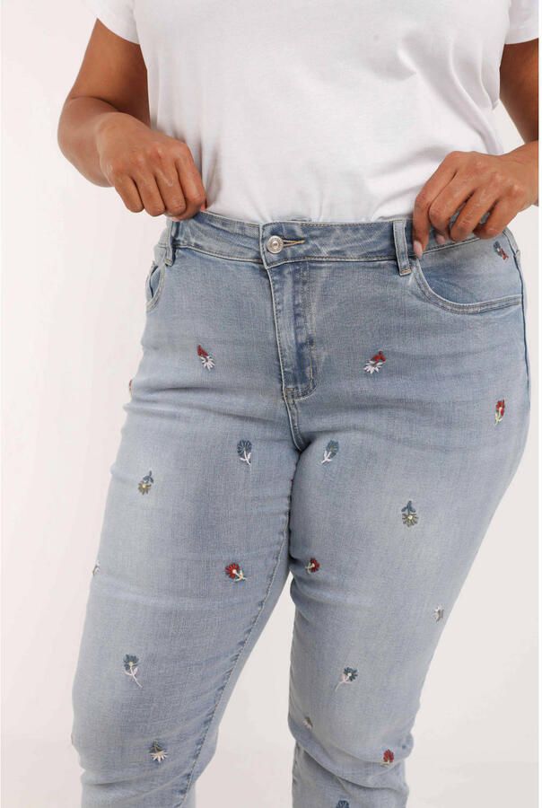 Paprika gebloemde slim fit jeans medium blue denim