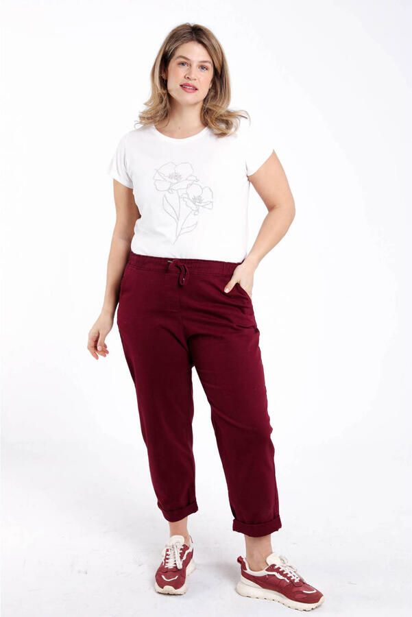 Paprika gebloemde T-shirt ecru met pailletten - Foto 3