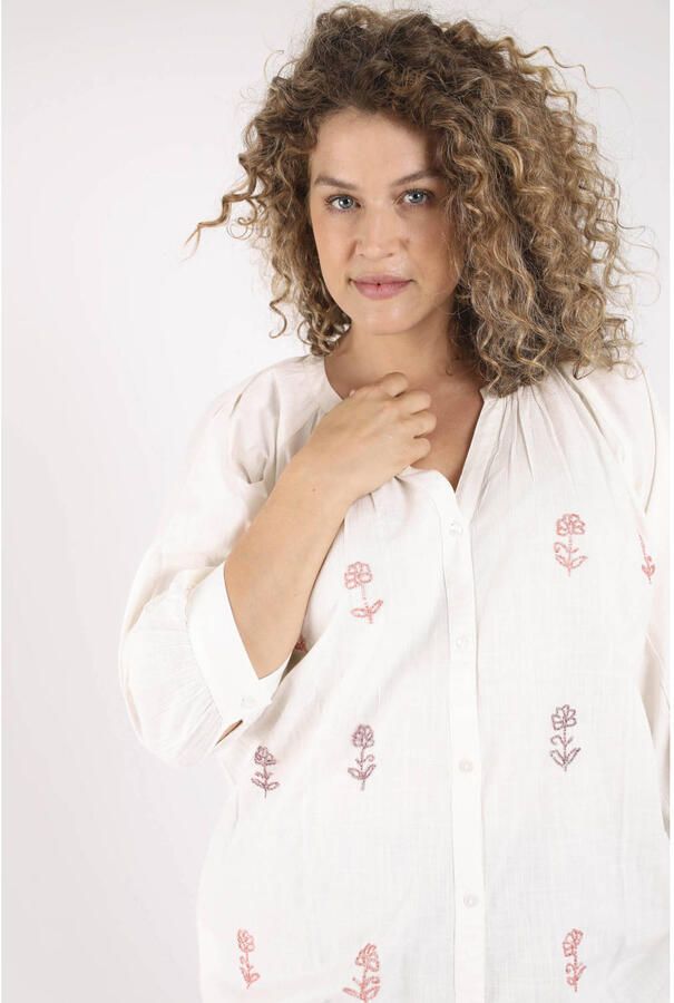 Paprika gebloemde top met borduursels Plus Size ecru - Foto 2
