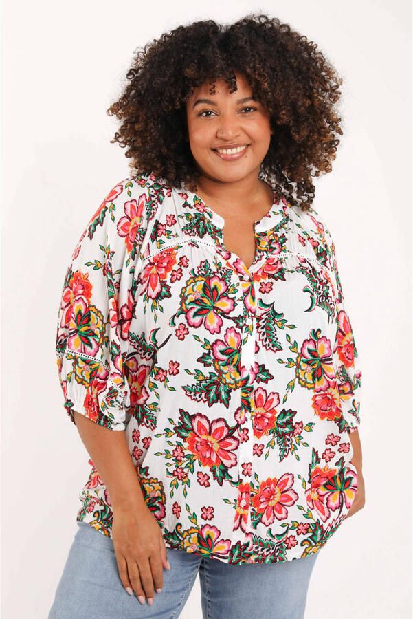 Paprika gebloemde top multi