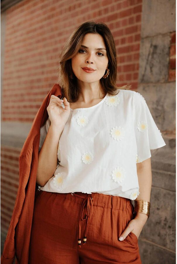 Paprika gebloemde top Plus Size ecru - Foto 2