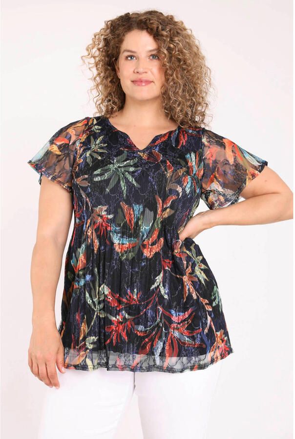Paprika gebloemde top Plus Size meerkleurig