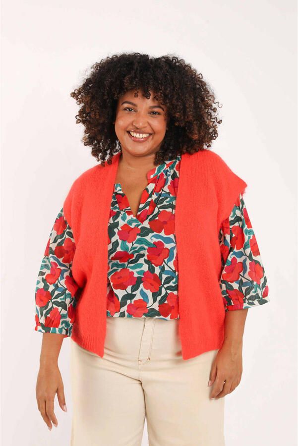 Paprika gebreid vest rood
