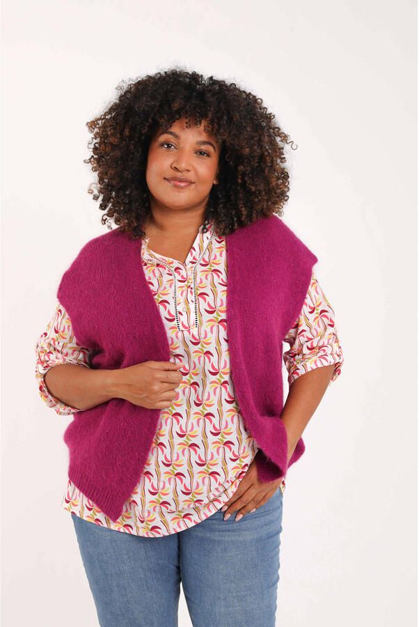 Paprika gebreid vest roze