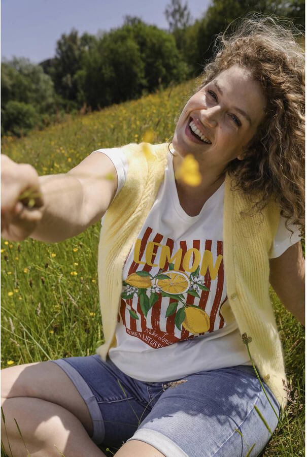 Paprika gebreide gilet Plus Size geel - Foto 2