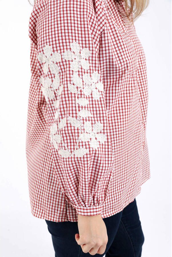 Paprika geruit blouse donkerrood