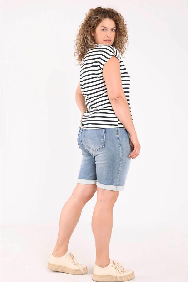 Paprika gestreept T-shirt Plus Size marineblauw - Foto 3