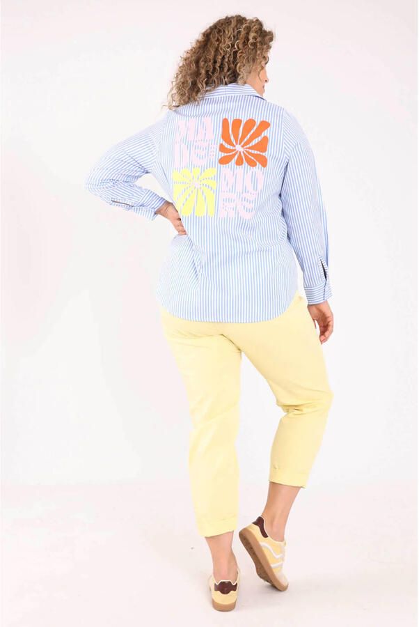 Paprika gestreepte blouse Plus Size met backprint blauw - Foto 3