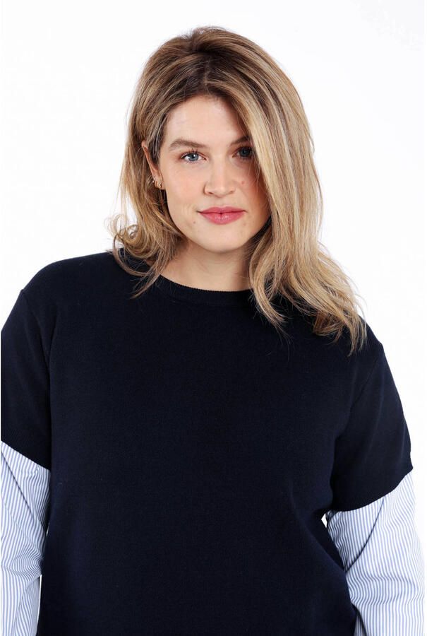 Paprika gestreepte pullover marineblauw
