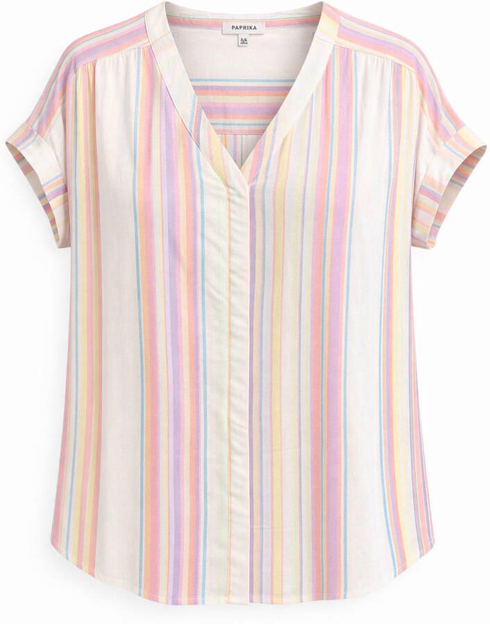 Paprika gestreepte top met lurex multi