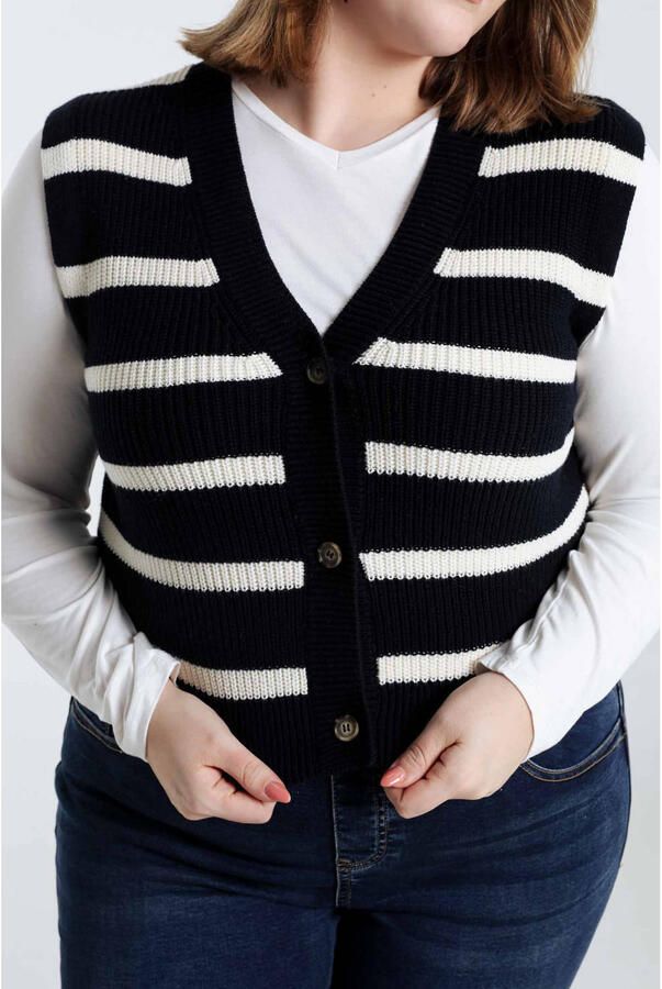 Paprika gilet marine fijn gebreid - Foto 2