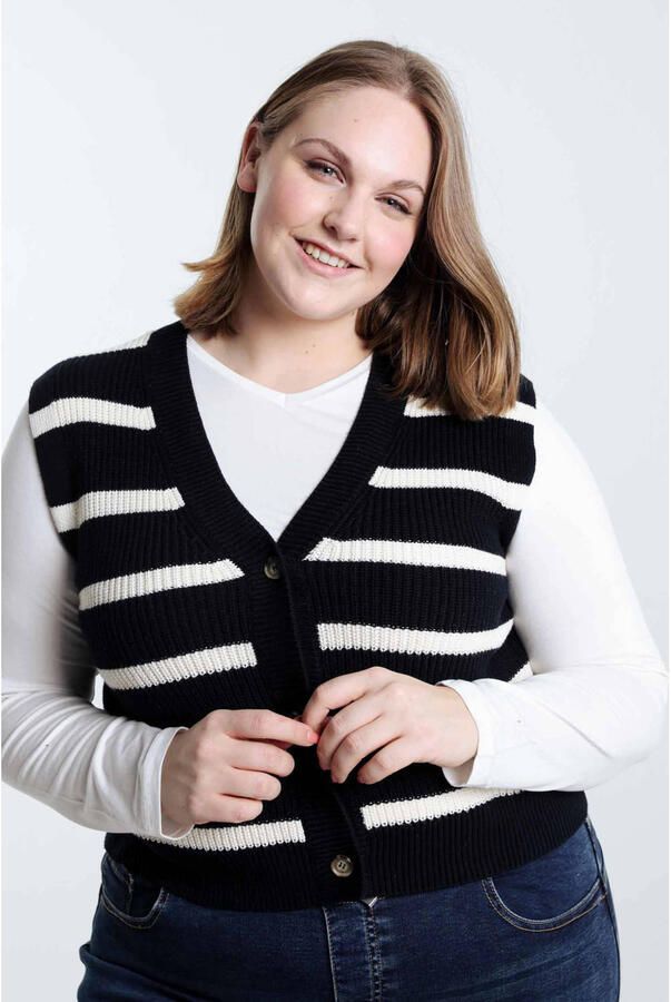 Paprika gilet marine fijn gebreid - Foto 3