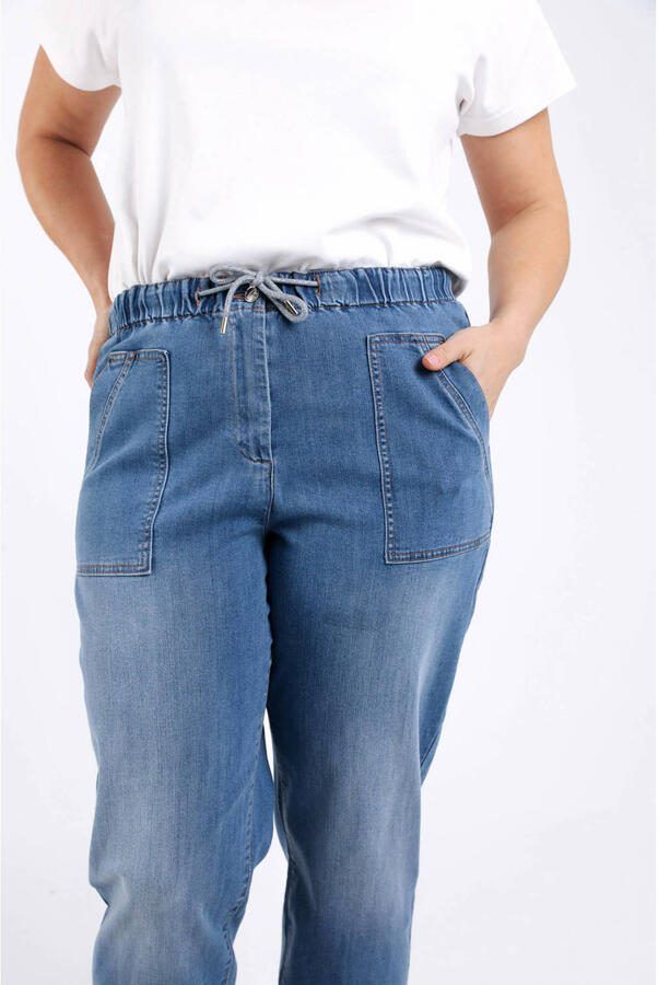 Paprika high waist barrel jeans medium blue denim