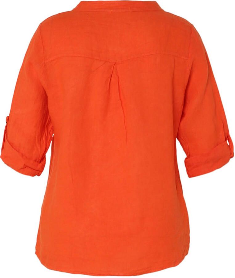 Paprika linnen blouse oranje - Foto 2