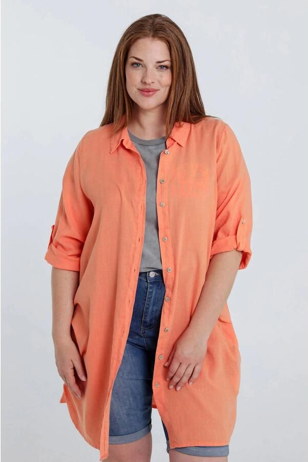 Paprika linnen blouse oranje - Foto 3