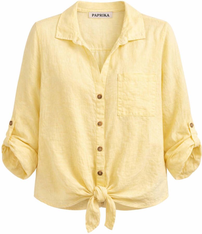 Paprika linnen blouse Plus Size geel
