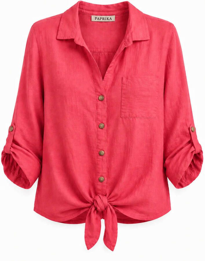 Paprika linnen blouse Plus Size rood