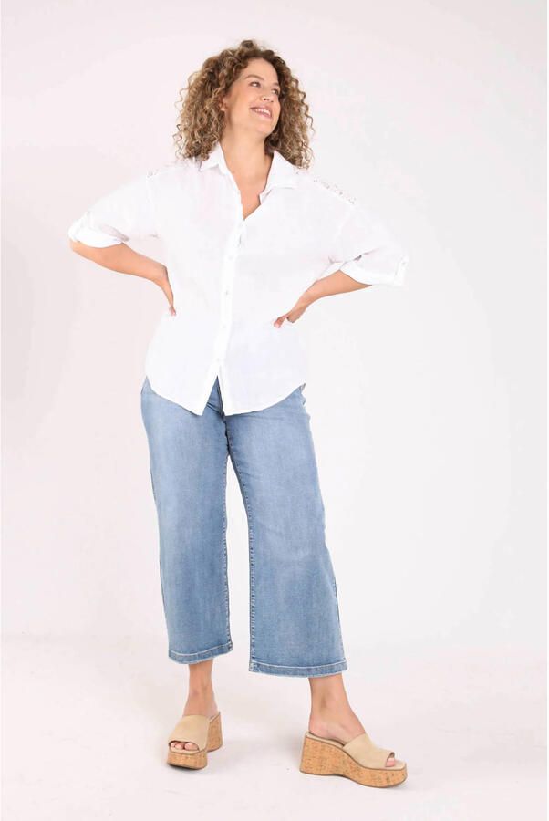Paprika linnen blouse Plus Size wit