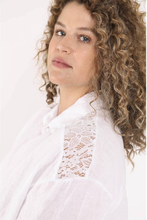 Paprika linnen blouse Plus Size wit - Foto 2