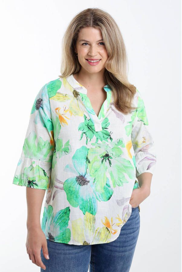 Paprika linnen blousetop groen - Foto 3