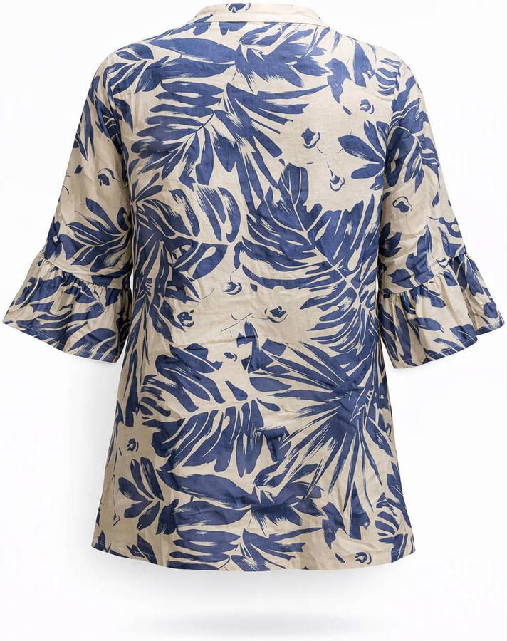 Paprika linnen top Plus Size met print marineblauw - Foto 2