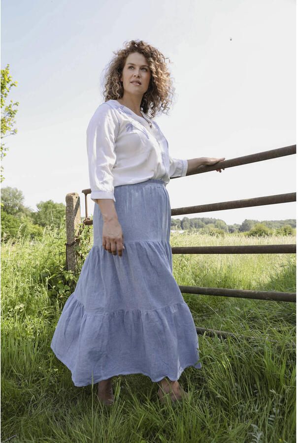 Paprika midi rok blauw