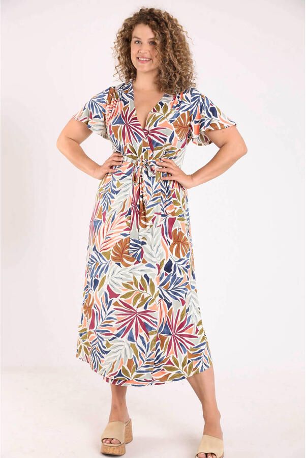 Paprika midi zomerjurk met print Plus Size meerkleurig
