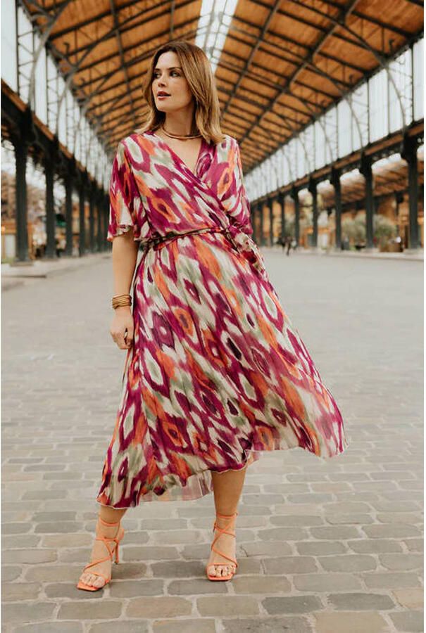 Paprika midi zomerjurk Plus Size met ceintuur en print meerkleurig - Foto 2