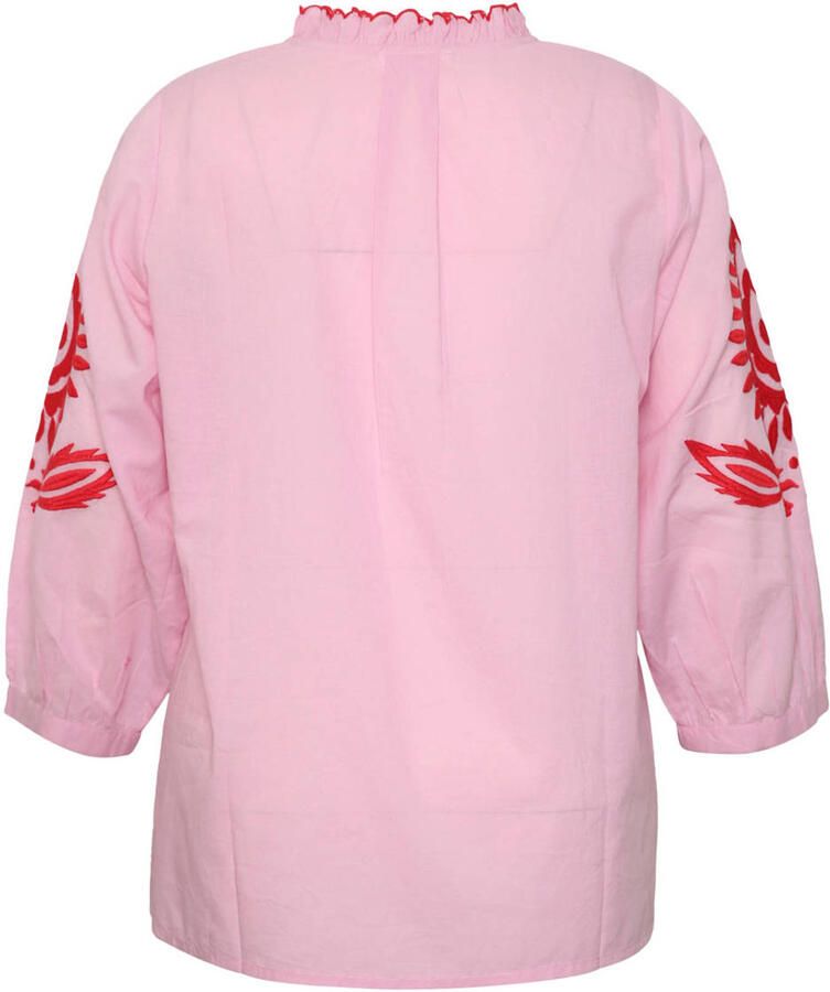 Paprika Plus Size top met borduursels roze