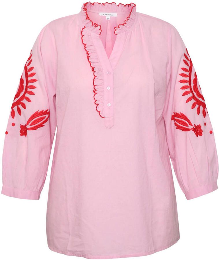 Paprika Plus Size top met borduursels roze - Foto 2