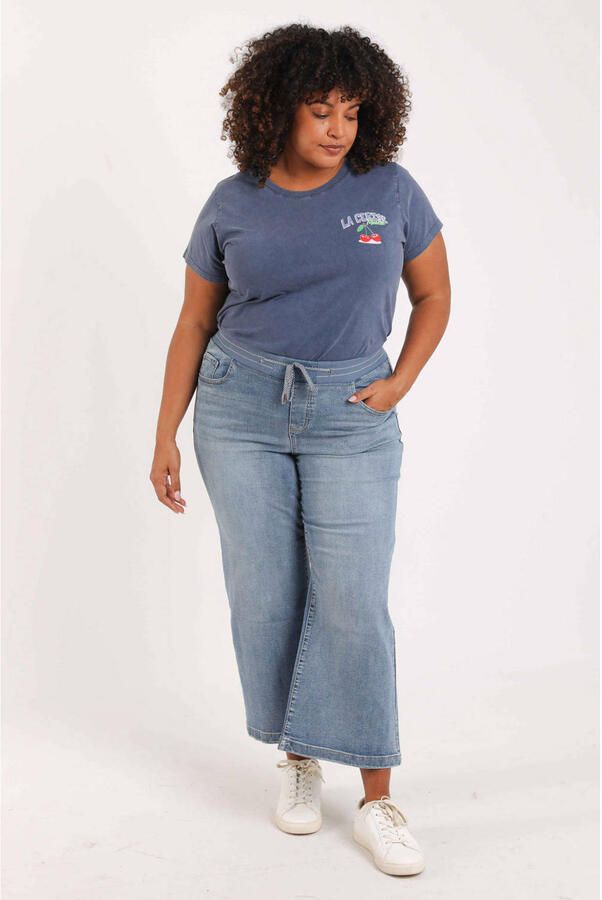 Paprika regular waist wide leg jeans Plus Size mediumblauw denim - Foto 2