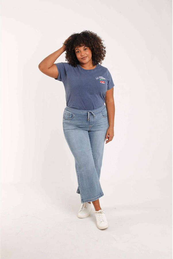 Paprika regular waist wide leg jeans Plus Size mediumblauw denim - Foto 3