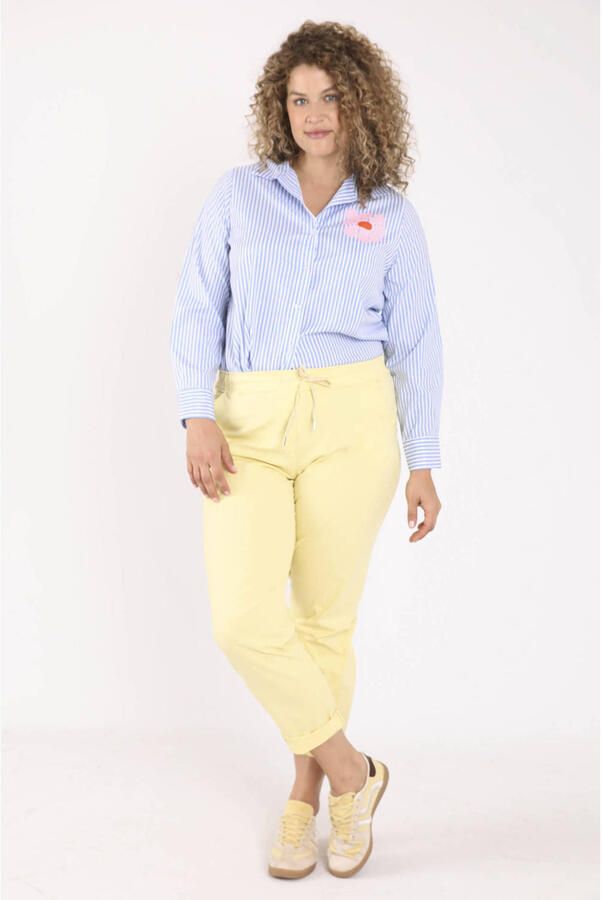 Paprika slim fit broek Plus Size geel
