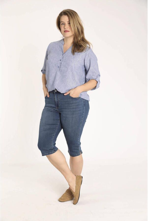 Paprika slim regular waist bermuda short medium blue denim