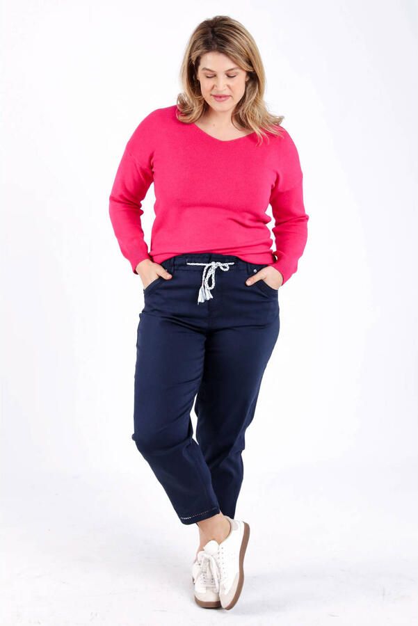 Paprika slim regular waist broek marineblauw