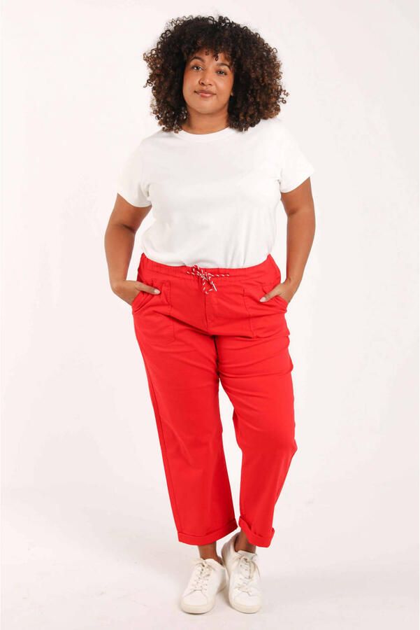 Paprika slim regular waist broek rood