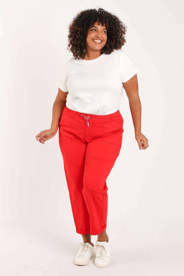 Paprika slim regular waist broek rood - Foto 2