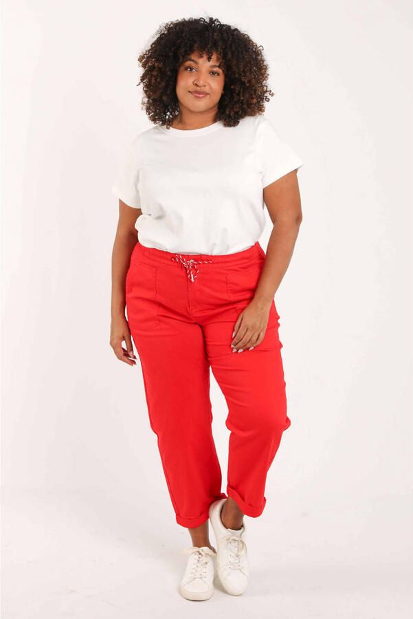 Paprika slim regular waist broek rood - Foto 3