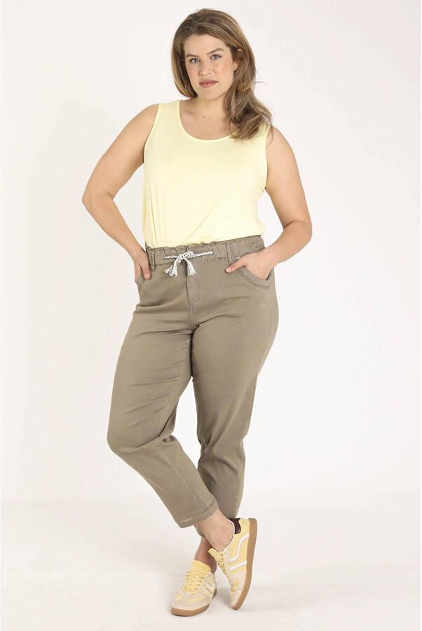 Paprika slim regular waist broek taupe - Foto 3