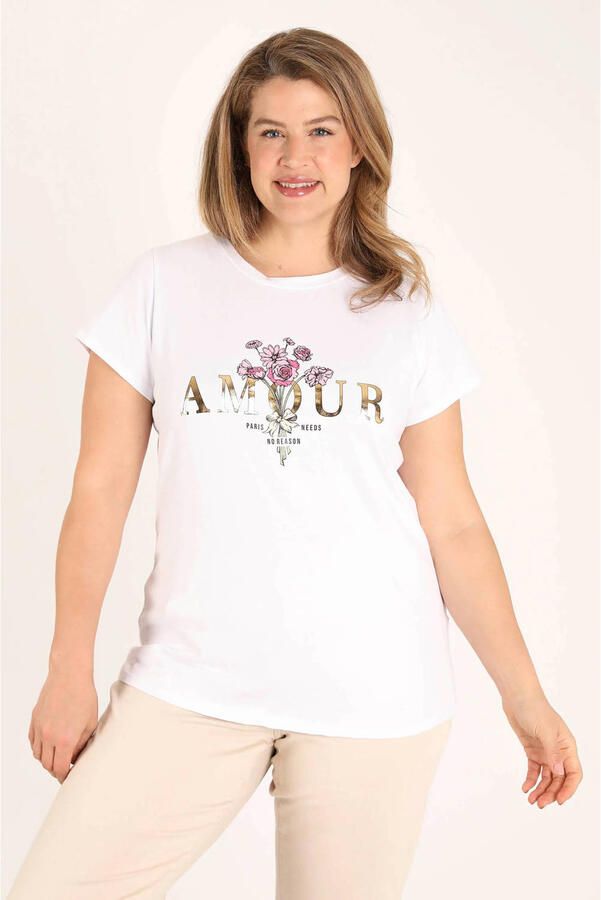 Paprika T-shirt met print Plus Size wit