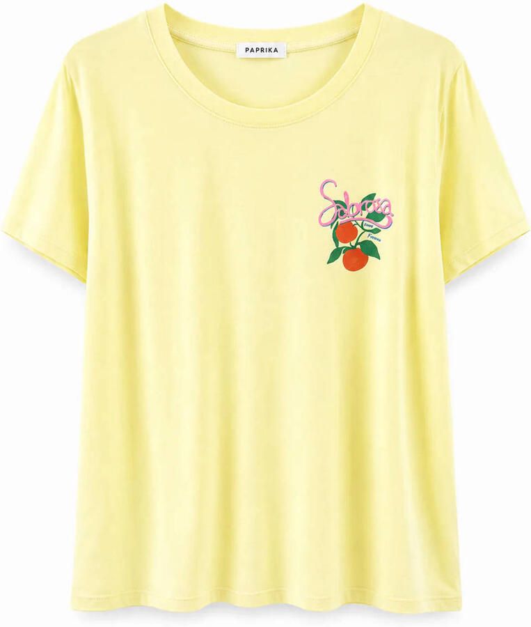 Paprika T-shirt Plus Size met backprint geel