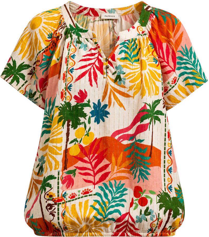 Paprika top Plus Size met lurex en print meerkleurig