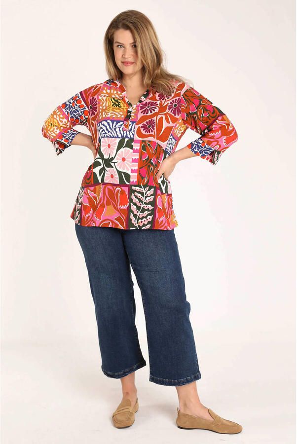 Paprika top Plus Size met print meerkleurig